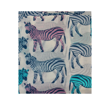 White Scarf With Colourful Zebra Prints