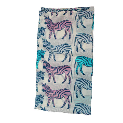 White Scarf With Colourful Zebra Prints