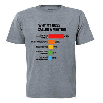 Why My Boss Called A Meeting - Adults - T-Shirt - BuyAbility South Africa
