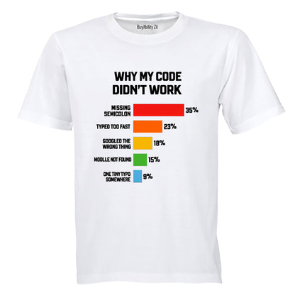 Why My Code Didn't Work - Adults - T-Shirt - BuyAbility South Africa