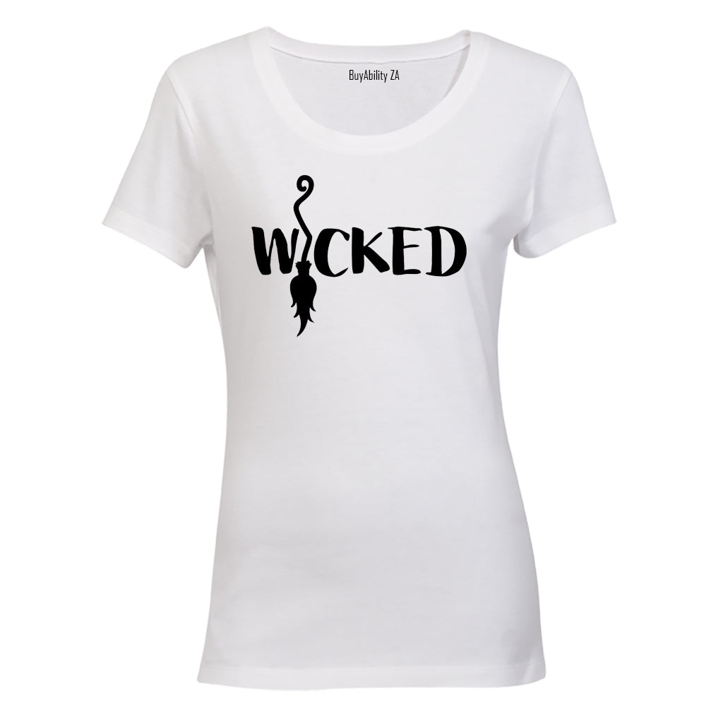 Wicked - Broom - Halloween - Ladies - T-Shirt