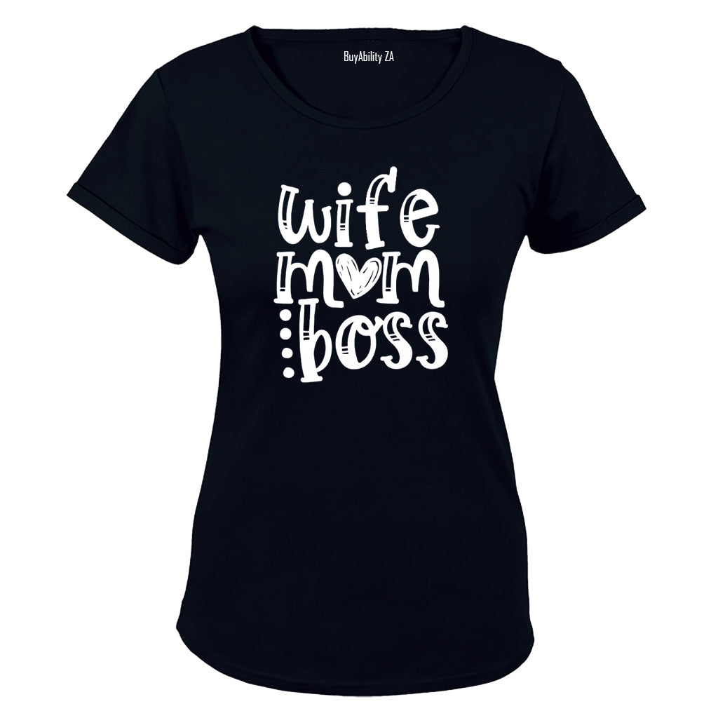 Wife. Mom. Boss. - Bold - Ladies - T-Shirt - BuyAbility South Africa
