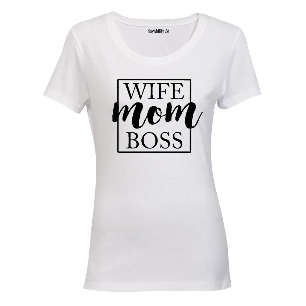 Wife. Mom. Boss - Square - Ladies - T-Shirt