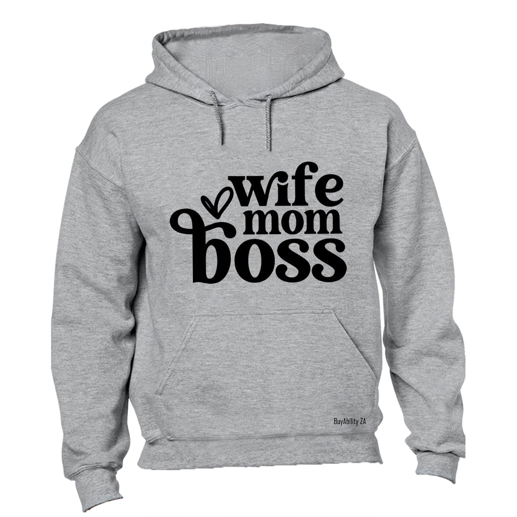 Wife Mom Boss Heart - Hoodie - BuyAbility South Africa