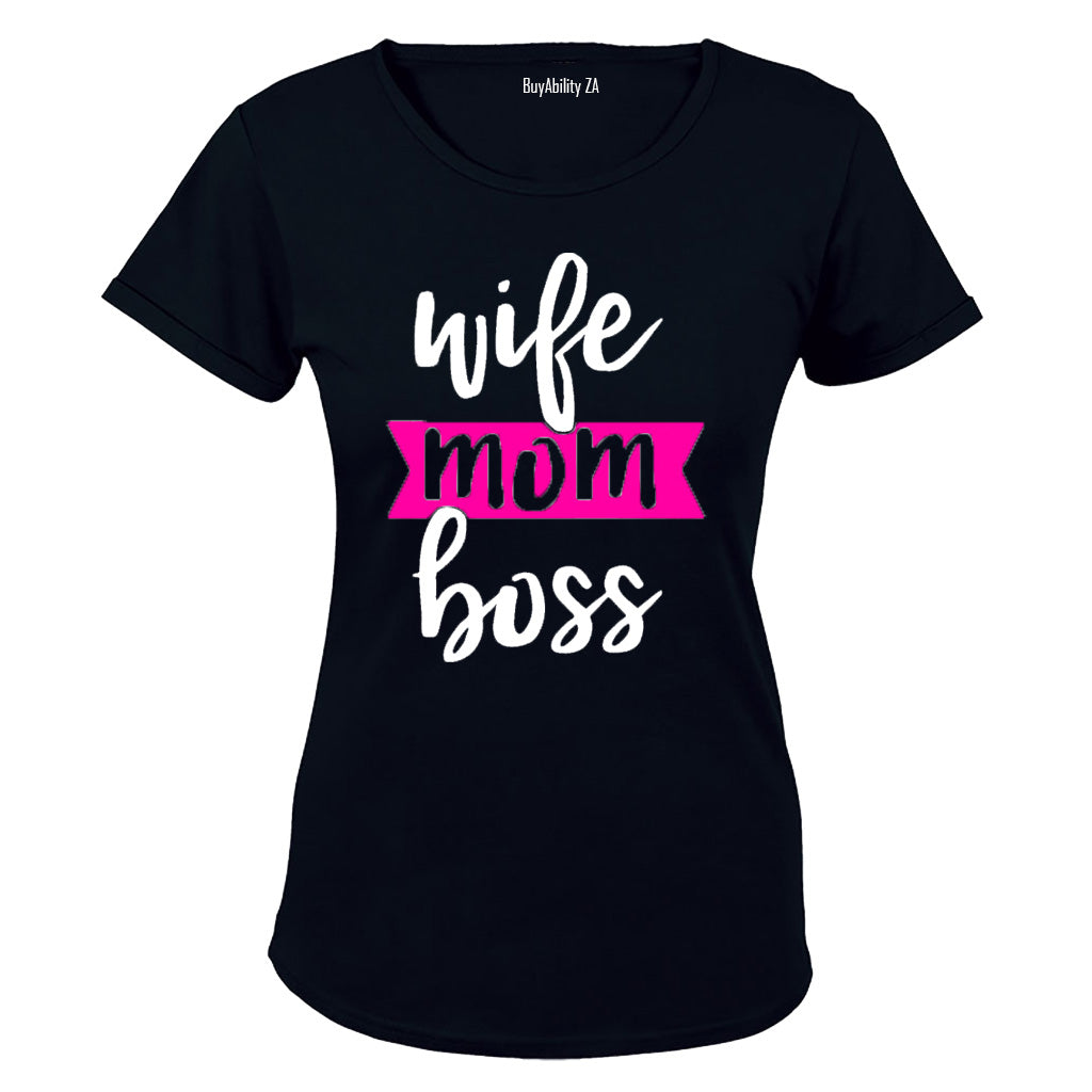 Wife Mom Boss - Pink - Ladies - T-Shirt