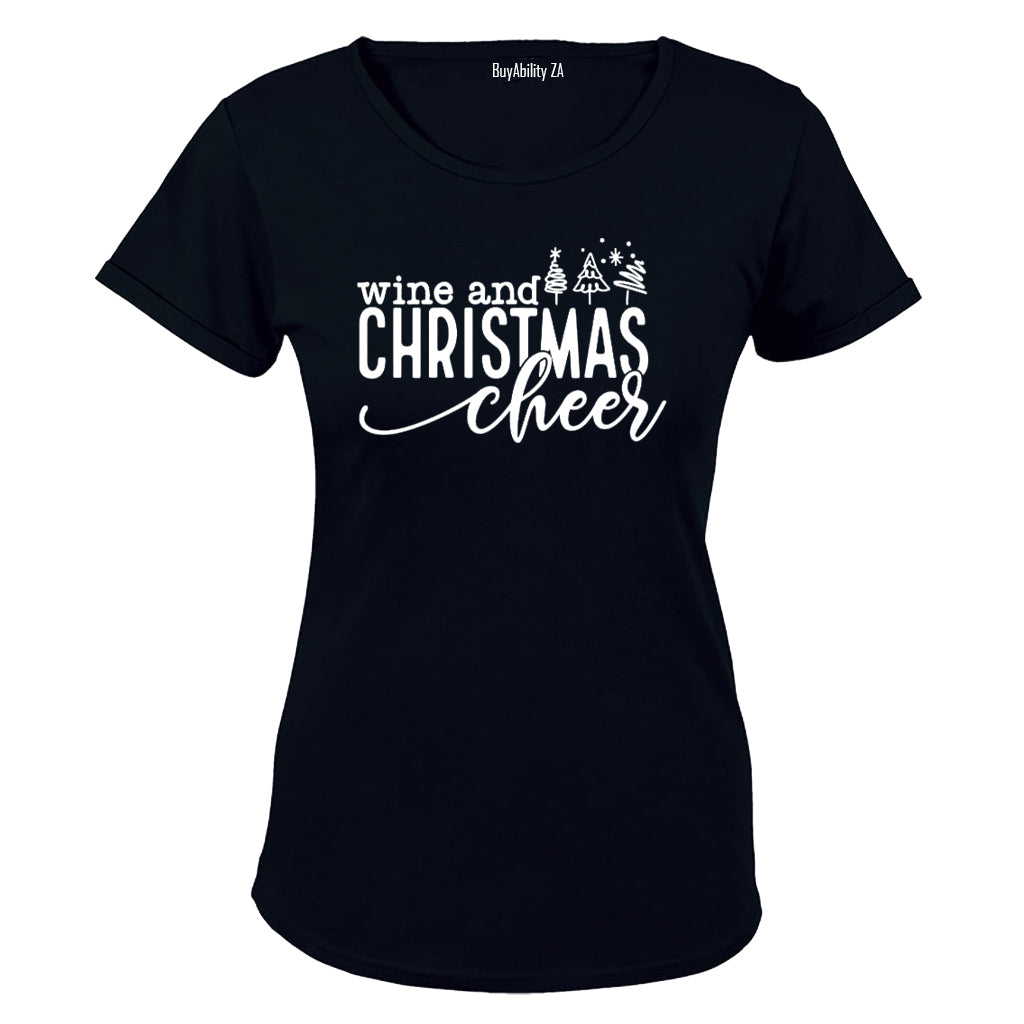 Wine and Christmas Cheer - Ladies - T-Shirt