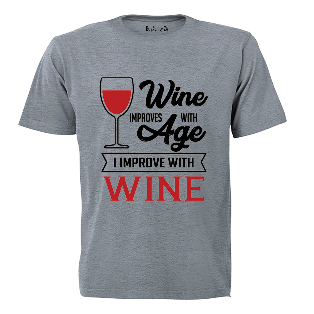 Wine Improves With Age - Adults - T-Shirt - BuyAbility South Africa