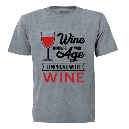 Wine Improves With Age - Adults - T-Shirt - BuyAbility South Africa