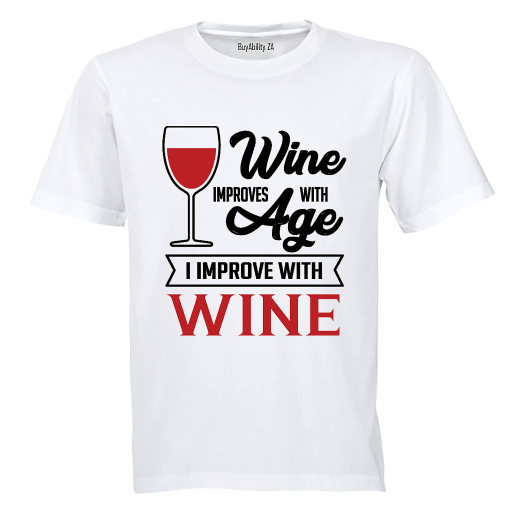 Wine Improves With Age - Adults - T-Shirt - BuyAbility South Africa