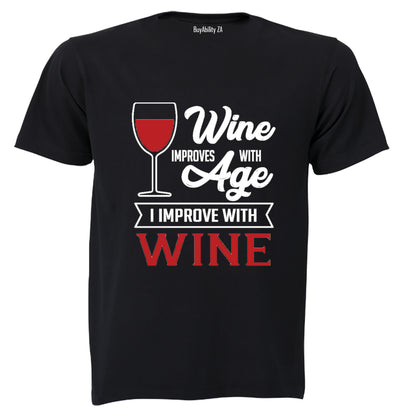 Wine Improves With Age - Adults - T-Shirt - BuyAbility South Africa