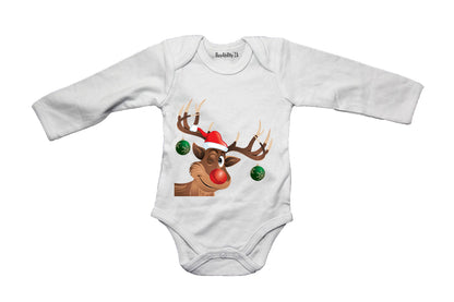 Winking Christmas Reindeer - Baby Grow