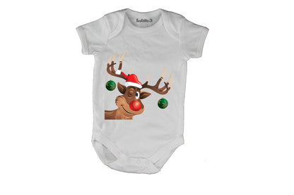 Winking Christmas Reindeer - Baby Grow