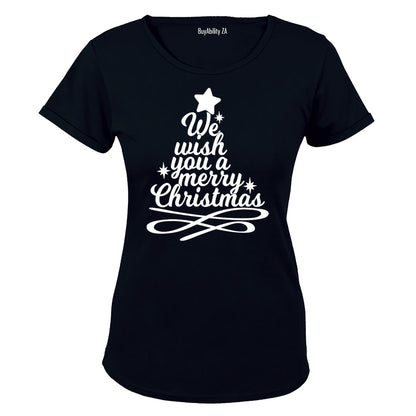 Merry Christmas Tree Design - Ladies - T-Shirt