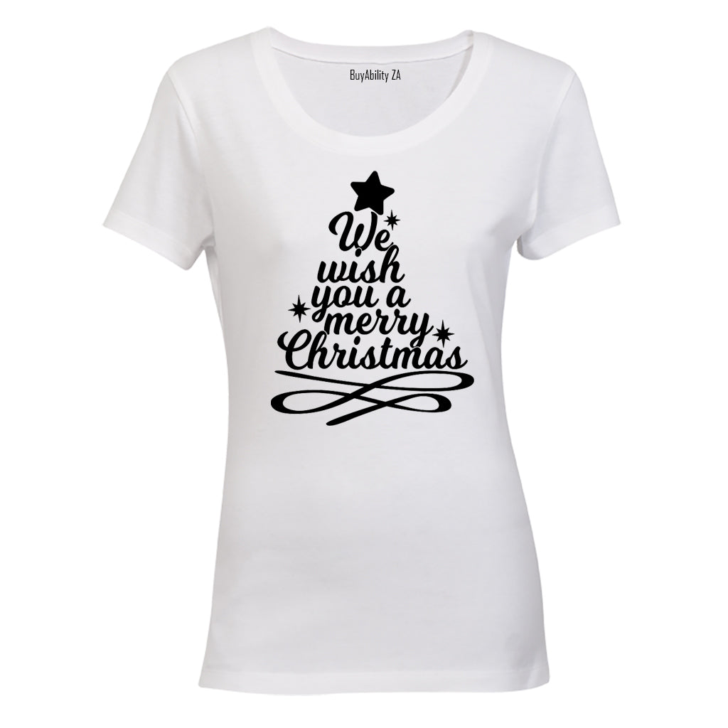 Merry Christmas Tree Design - Ladies - T-Shirt