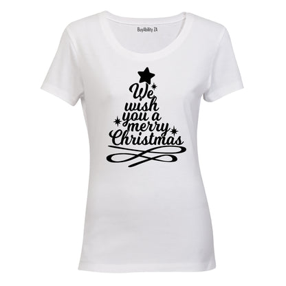 Merry Christmas Tree Design - Ladies - T-Shirt