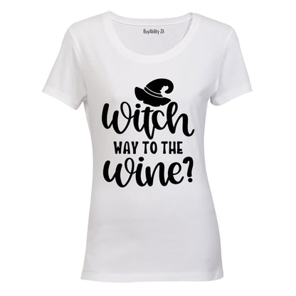 Witch Way to the Wine - Halloween - Ladies - T-Shirt