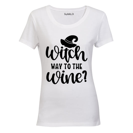 Witch Way to the Wine - Halloween - Ladies - T-Shirt