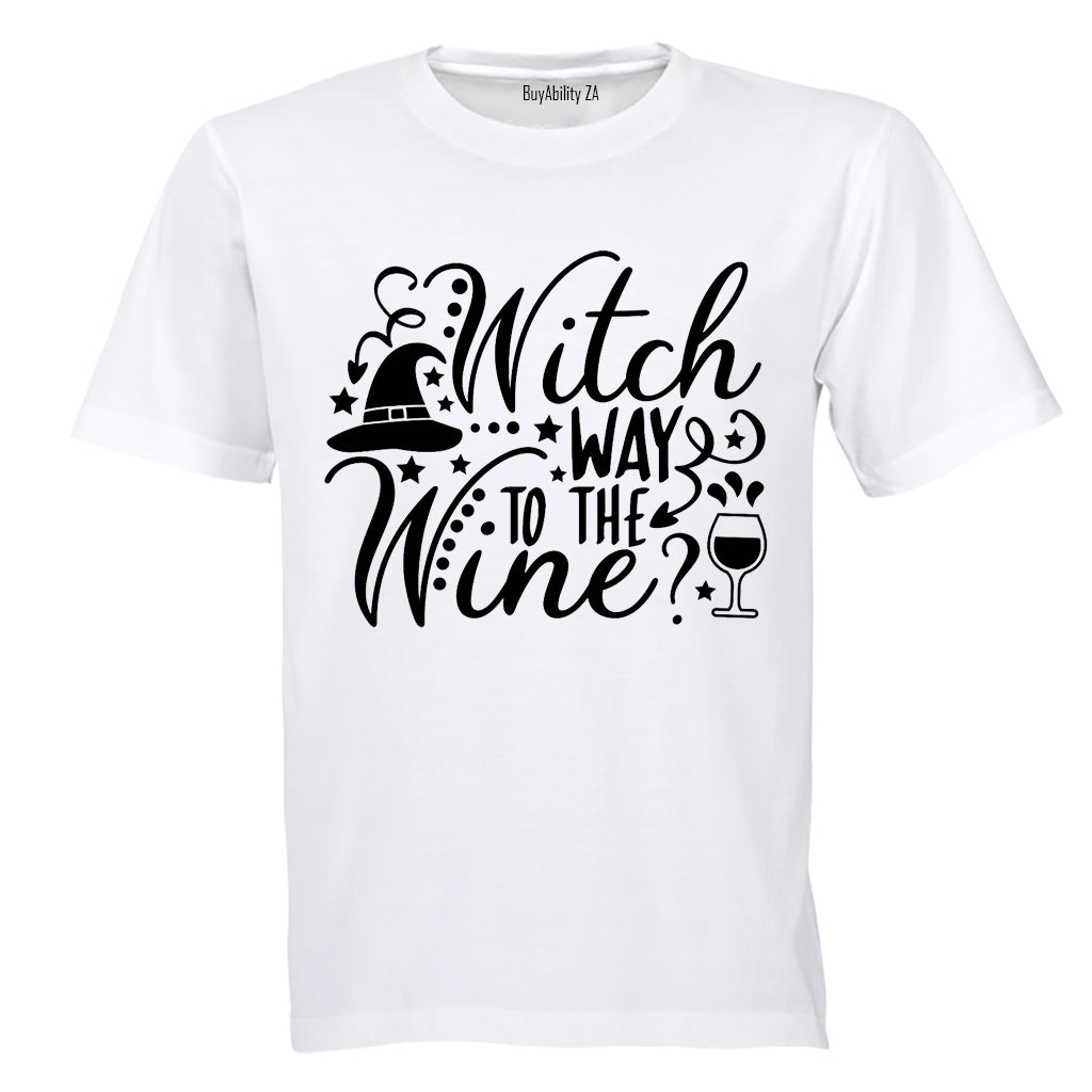 Witch Way To The WINE - Halloween - Adults - T-Shirt