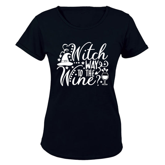 Witch Way To The WINE - Halloween - Ladies - T-Shirt - BuyAbility South Africa