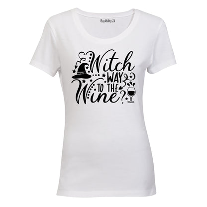 Witch Way To The WINE - Halloween - Ladies - T-Shirt