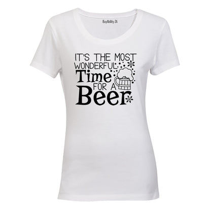 Wonderful Time For a Beer - Christmas - Ladies - T-Shirt