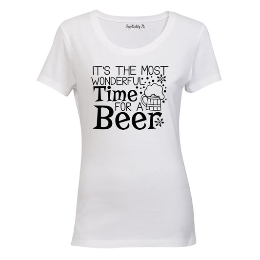 Wonderful Time For a Beer - Christmas - Ladies - T-Shirt