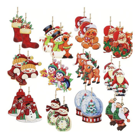 24pc Christmas Wooden Decorations