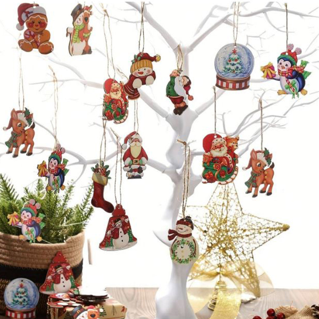 24pc Christmas Wooden Decorations