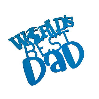 Worlds Best Dad - 22cm Blue Wooden Sign