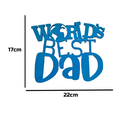Worlds Best Dad - 22cm Blue Wooden Sign
