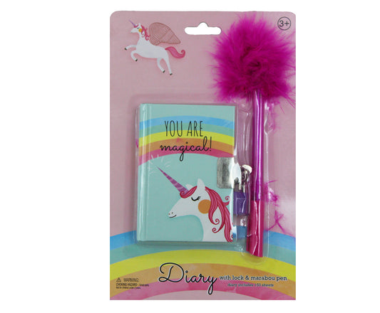 You Are Magical - Unicorn Mini Diary with Fluffy Marabou Pen - BuyAbility