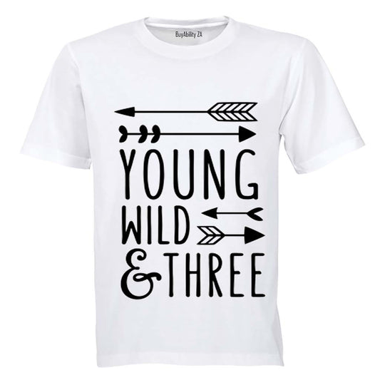 Young, Wild & Three - Arrow Design - Kids T-Shirt