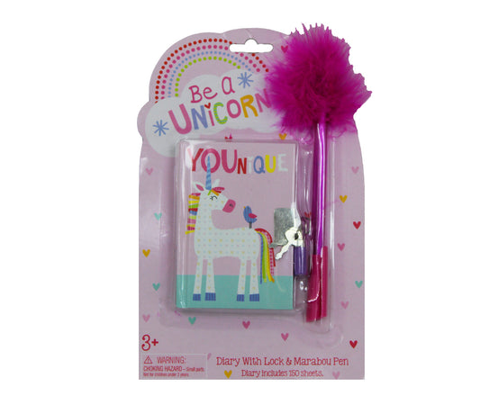 YOUnique Unicorn - Mini Diary with Fluffy Marabou Pen