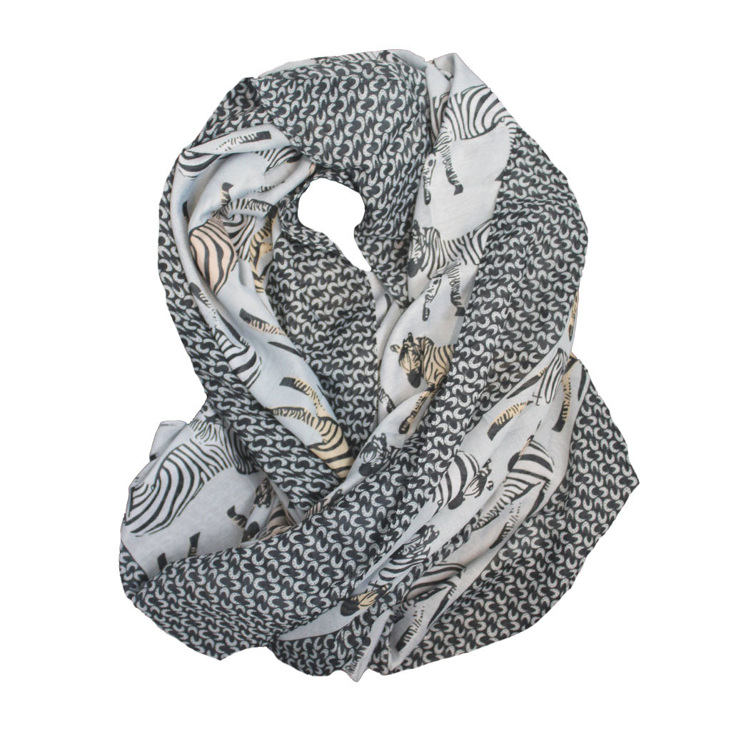 Light Blue Zebra Print Scarf
