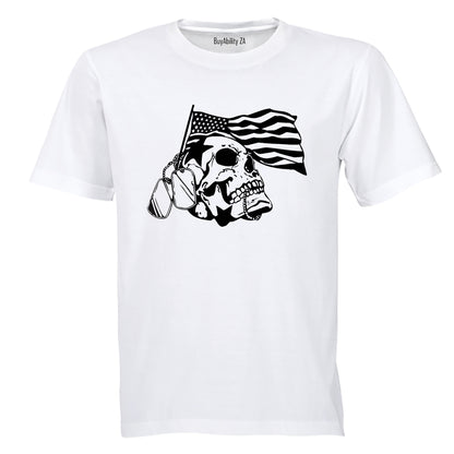 American Veteran Skeleton Skull - Adults - T-Shirt