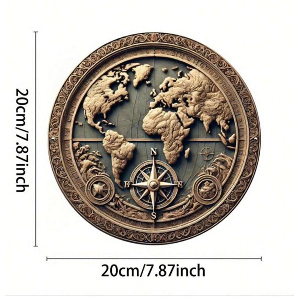 World Atlas Metal Sign - 20cm