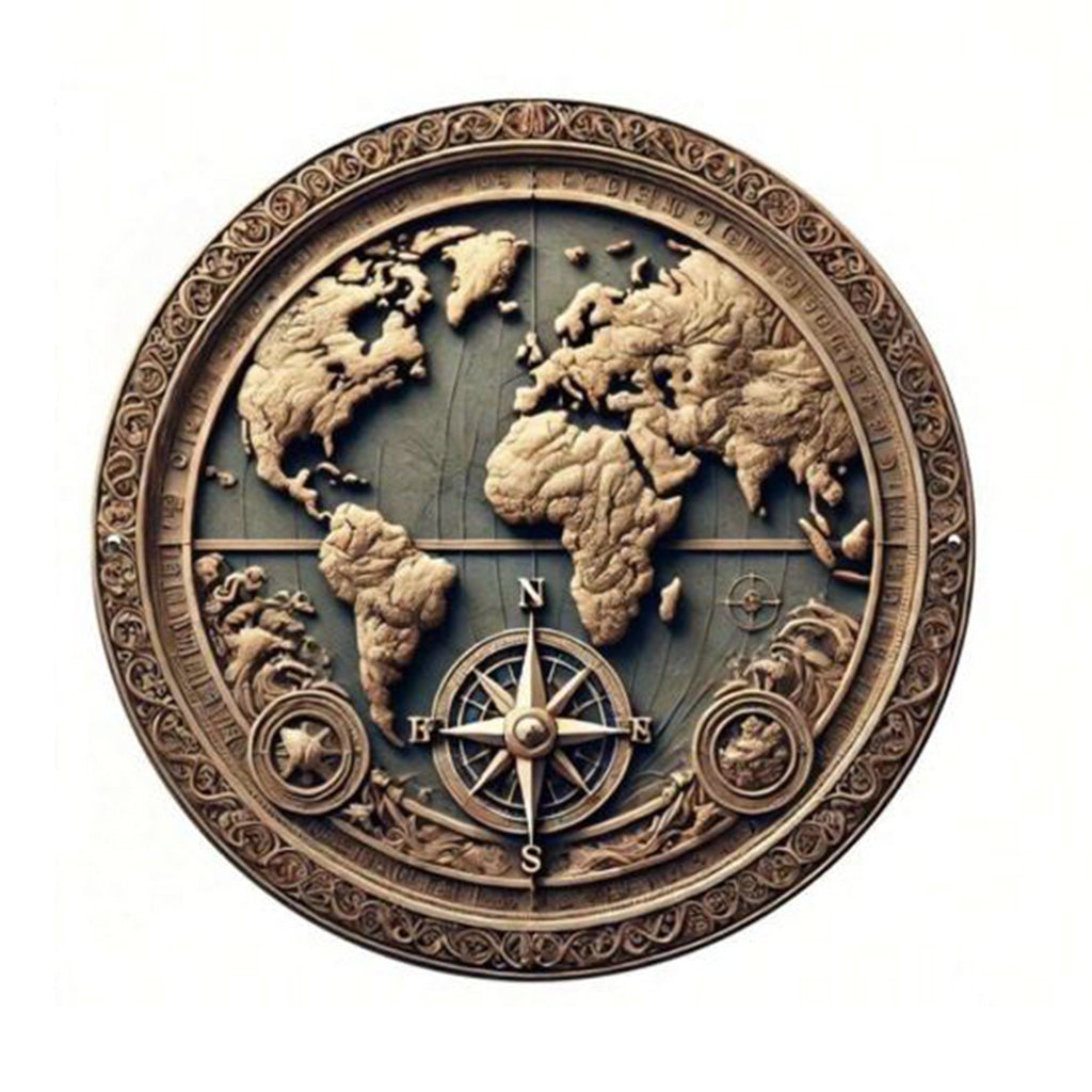 World Atlas Metal Sign - 20cm