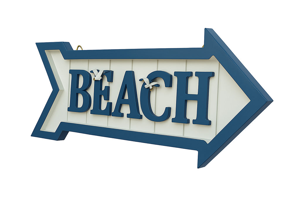Large Wooden Beach Arrow Sign - Nautical Wall Decor