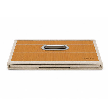 Collapsible Bamboo Storage Box with Handle - 30 × 30 × 15 cm