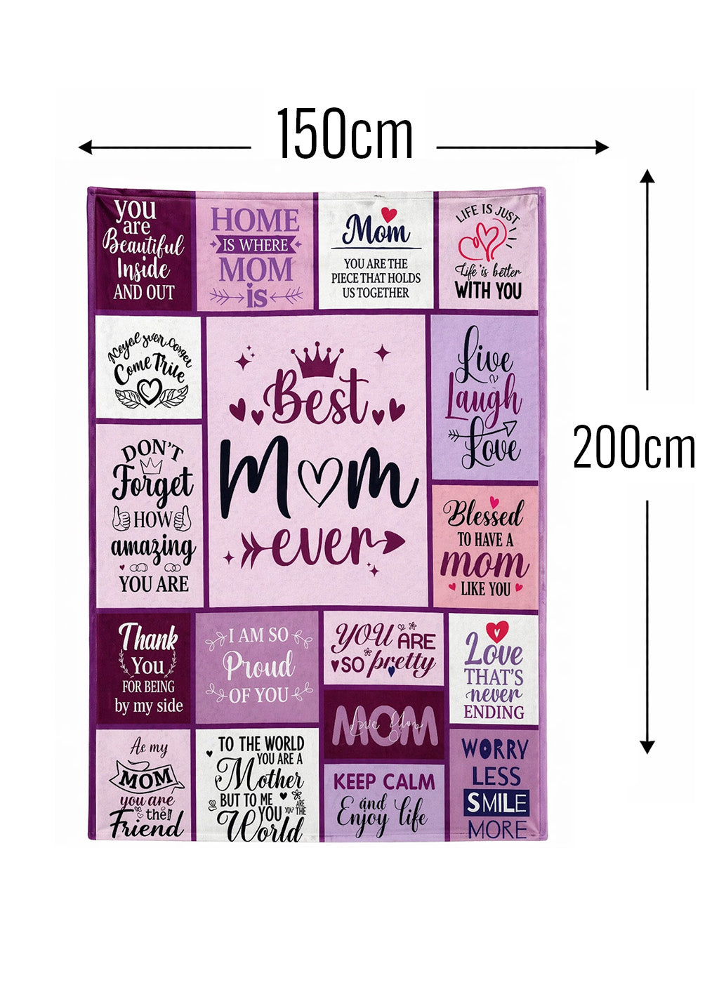 Best Mom Quotes Blanket - 150cm x 200cm - BuyAbility