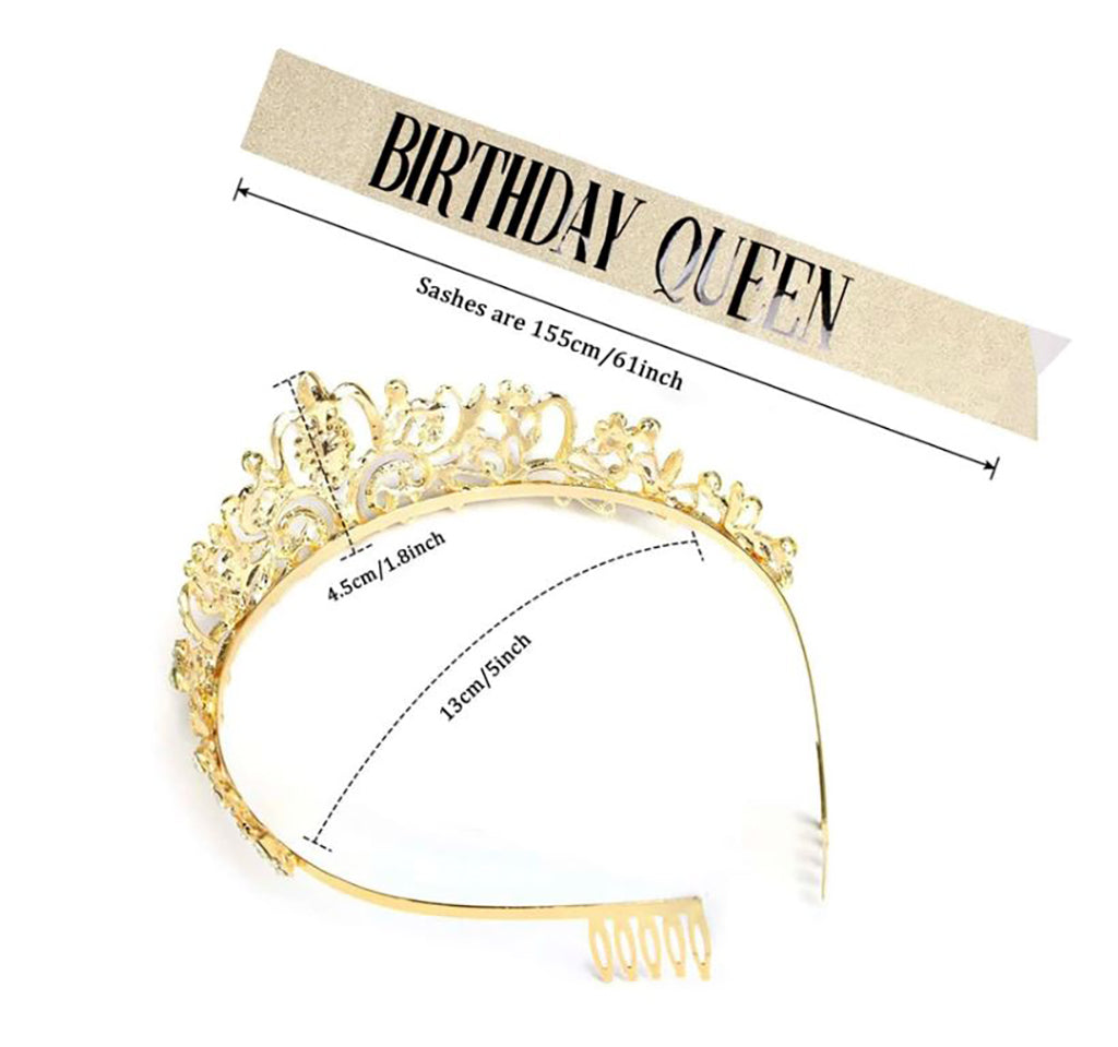 Birthday Queen - Golden Birthday Crown & Sash - BuyAbility