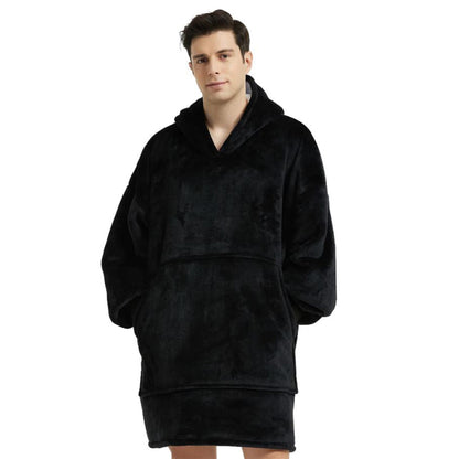 Over-sized Black Fleece Hoodie - One Size