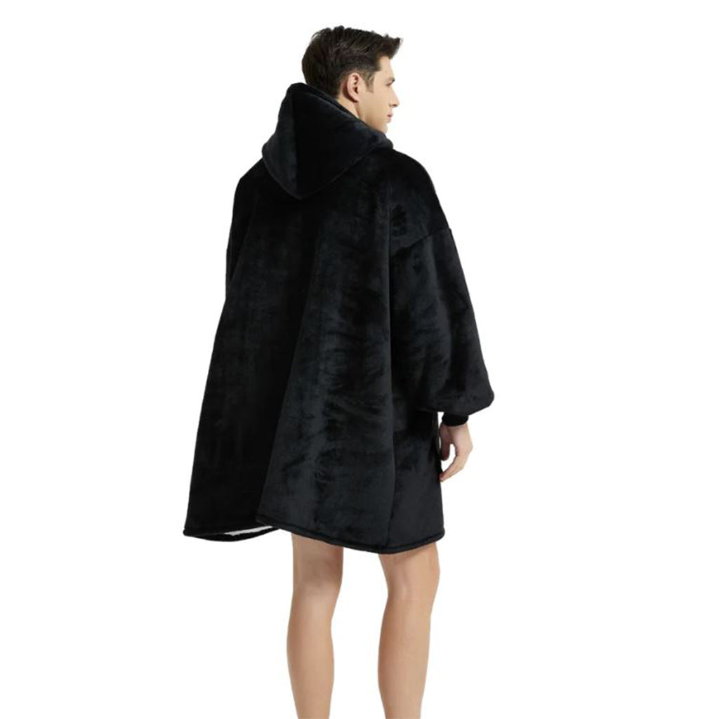 Over-sized Black Fleece Hoodie - One Size