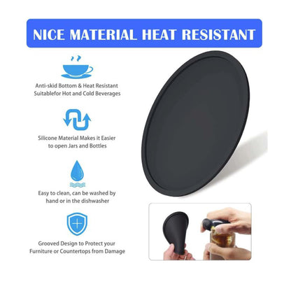 Black Silicone Coasters - 4 Pack