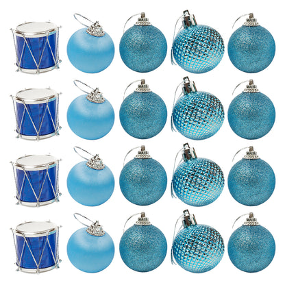Mini Blue Christmas Baubles & Drums - 20pc Set
