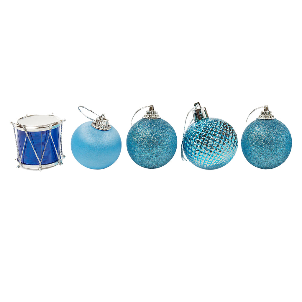 Mini Blue Christmas Baubles & Drums - 20pc Set