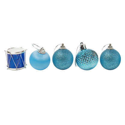 Mini Blue Christmas Baubles & Drums - 20pc Set
