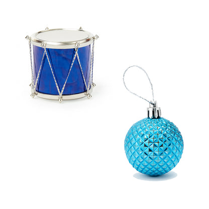 Mini Blue Christmas Baubles & Drums - 20pc Set