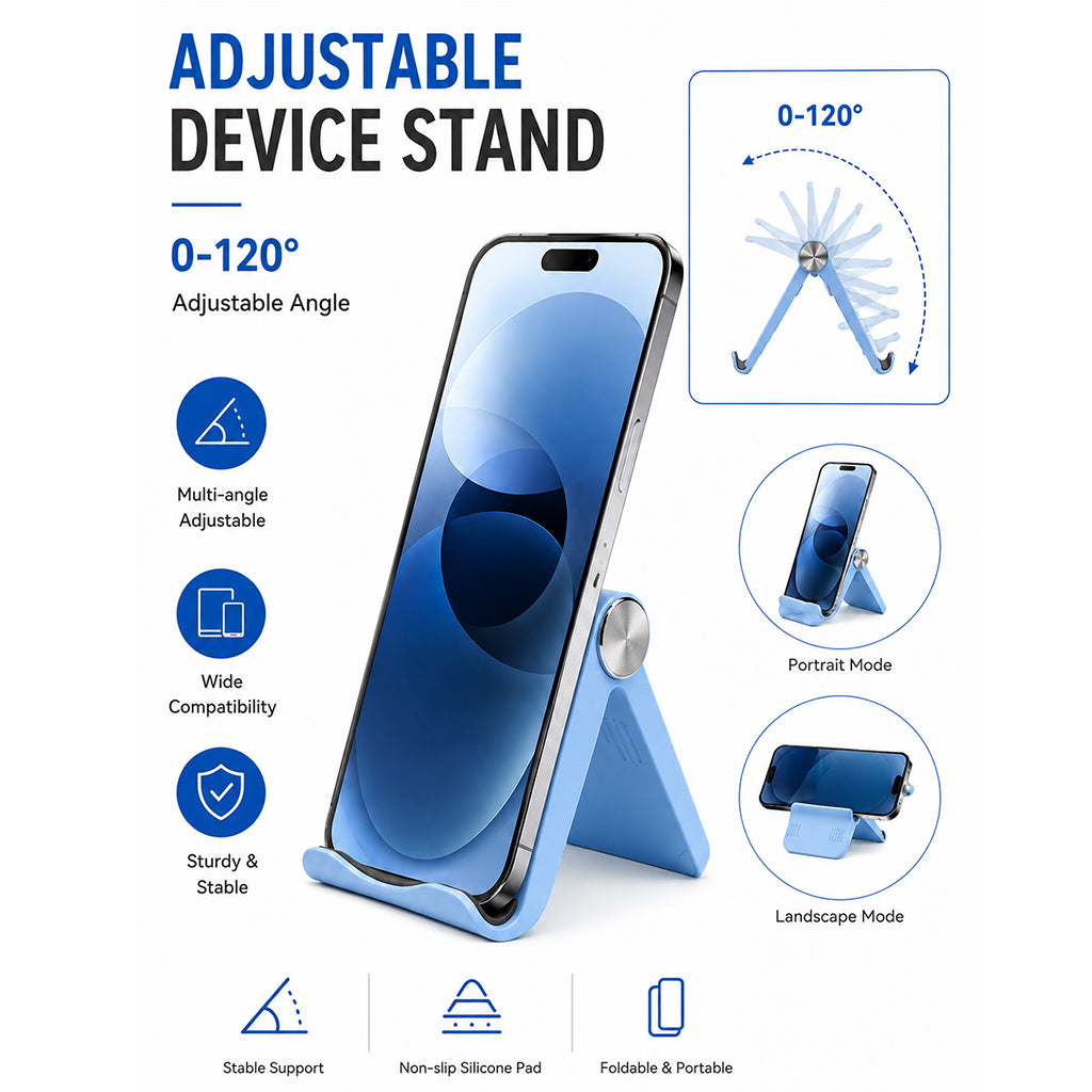Adjustable Foldable Device Stand - Blue