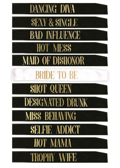 Novety Gift For A Bachelorette Party - 12 Piece Sash Set - BuyAbility